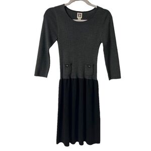 ⭐️ Anne Klein grey and black 3/4 sleeve sweater dress- size small